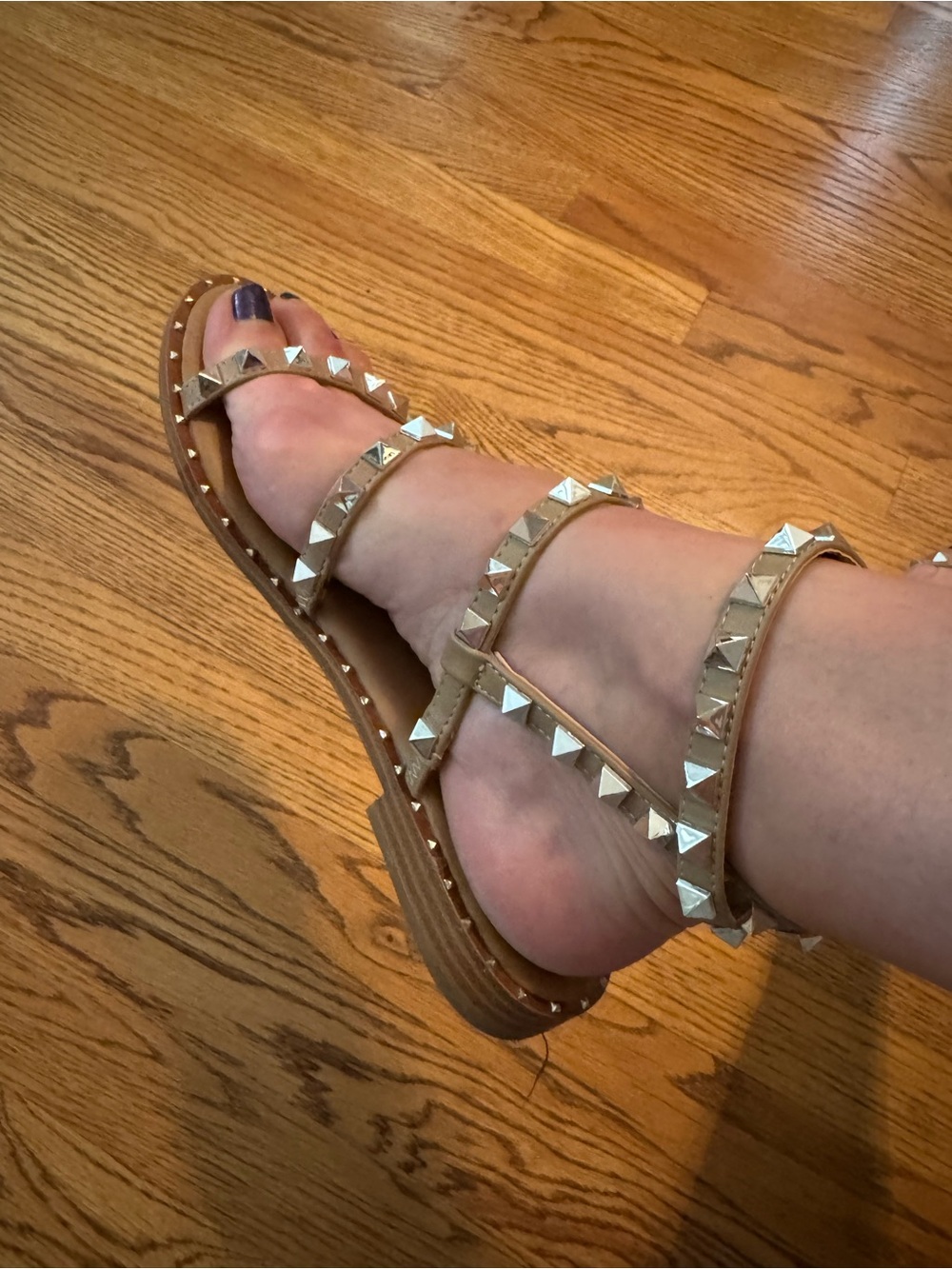 Steve Madden Studded Taupe Strappy Women's Sandals-size 8